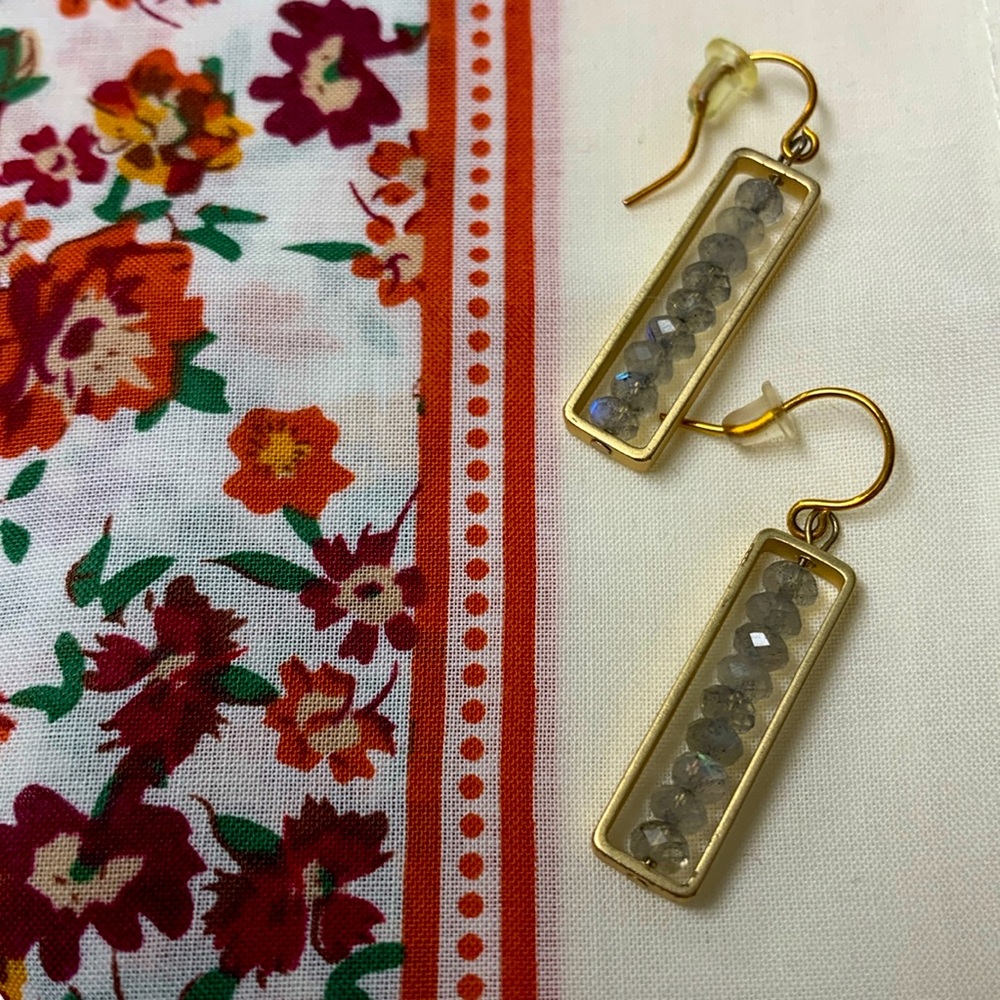 Excellent Condition Gold Moonstone Drop Earrings